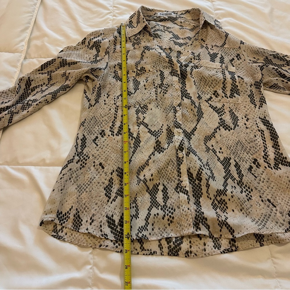 Express Snake Print Button Down Shirt - Black and Cream - Picture 3 of 8